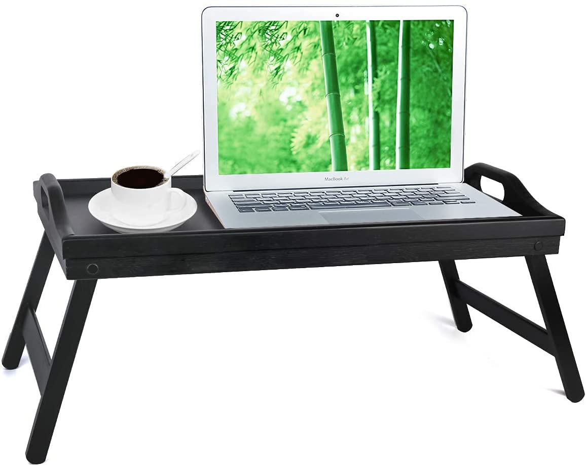 Artmeer bamboo bed tray front view showing large flat surface and stability