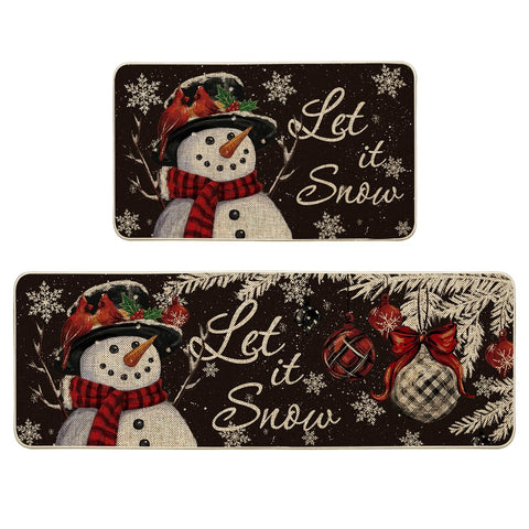 Artoid Mode front view of both black snowman mats showing festive design and protection