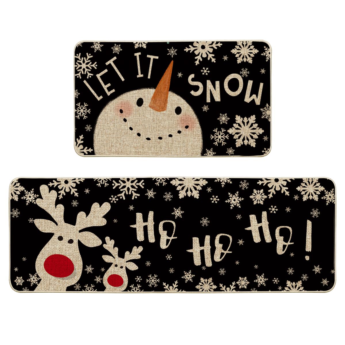 Artoid Mode front view of festive kitchen mats showing winter design and protection
