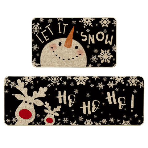 Artoid Mode front view of festive kitchen mats showing winter design and protection