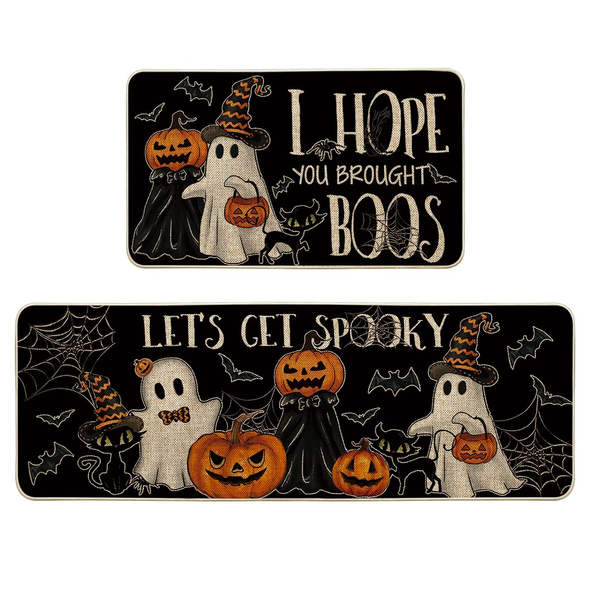 Artoid Mode front view of two spider web mats enhancing Halloween decor
