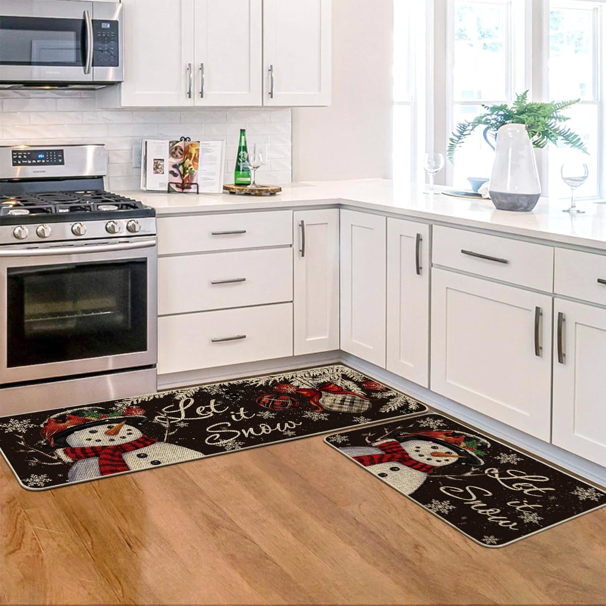Artoid Mode mats placed in kitchen demonstrating cushioned comfort and decorative impact