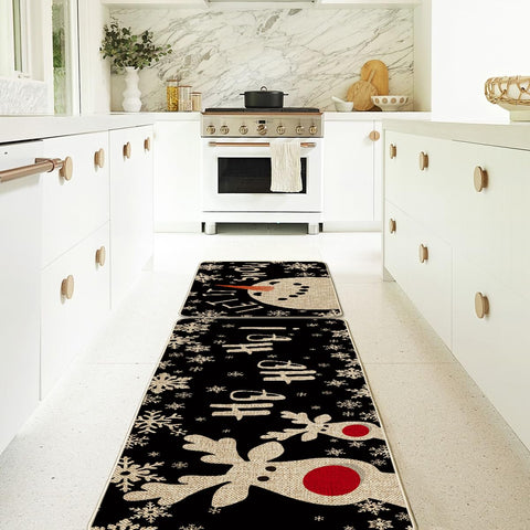 Artoid Mode mats styled in a holiday kitchen for seasonal decor appeal