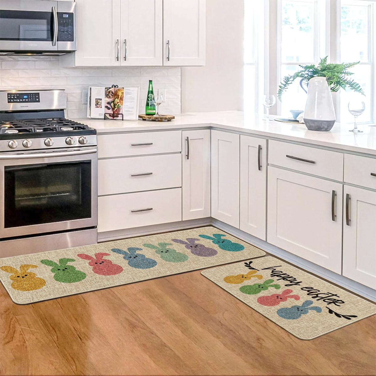 Artoid Mode mats styled in kitchen, creates festive functional workspace