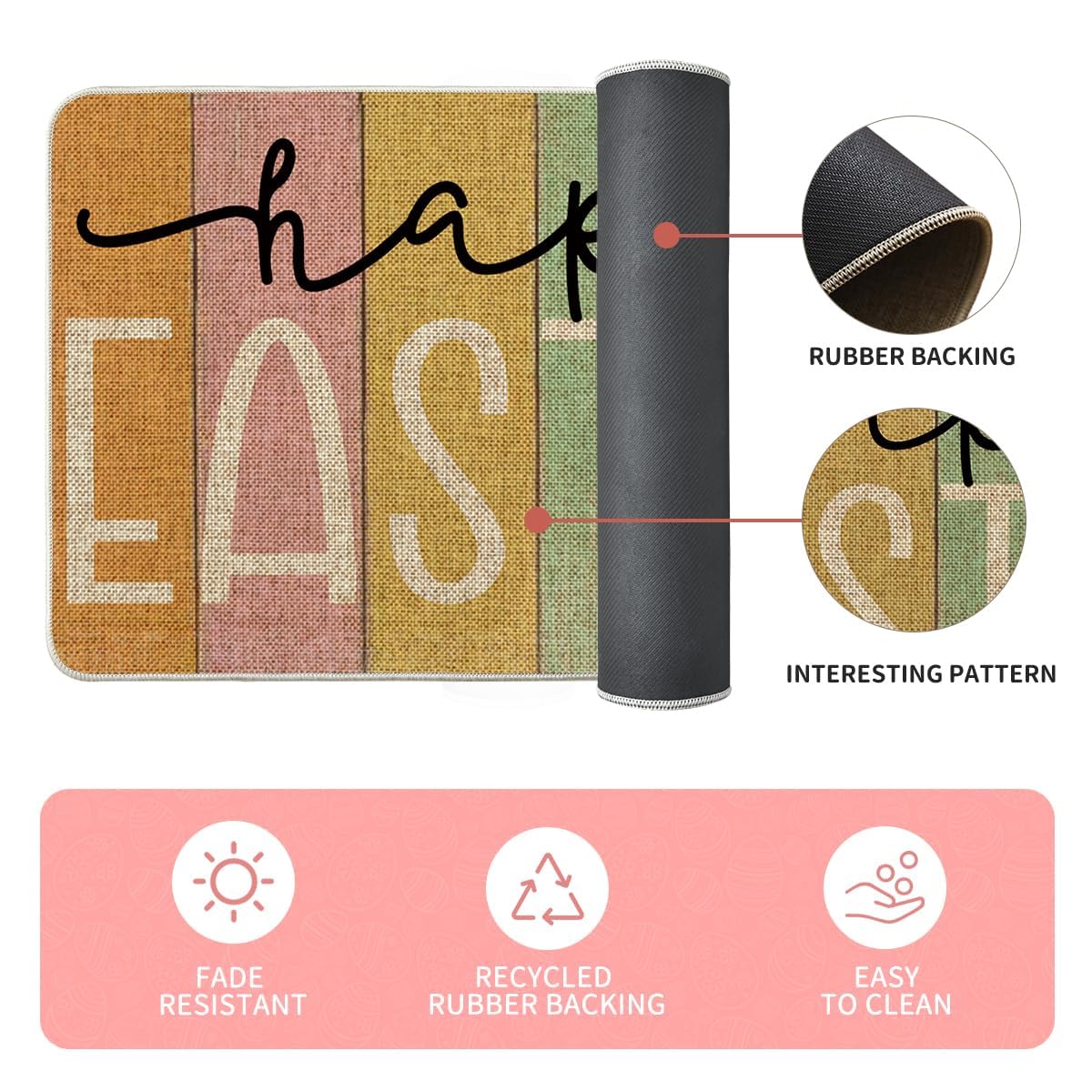 Artoid Mode non-slip recycled rubber backing for floor grip and safety
