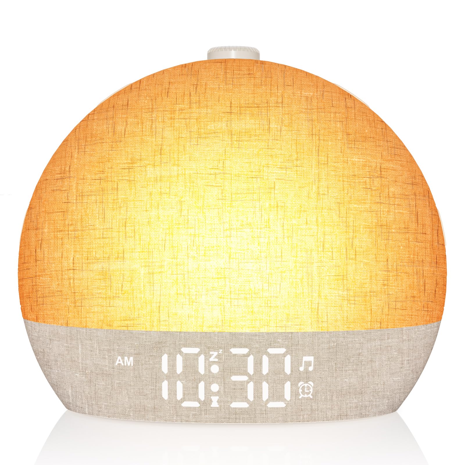 ARUQO front view alarm clock showing display and sunrise benefit