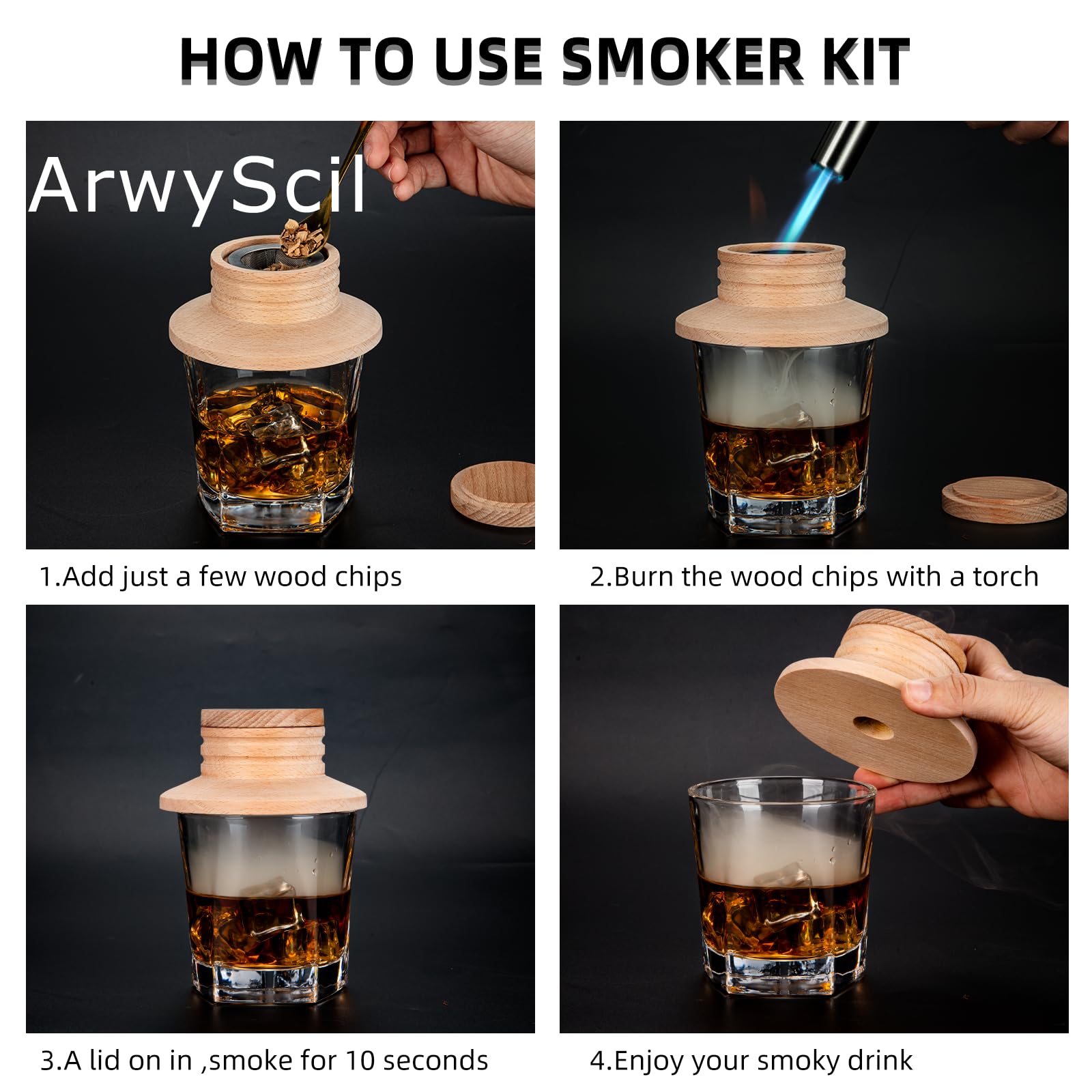 ArwySciI infuser directing smoke into a glass to enhance drink aroma