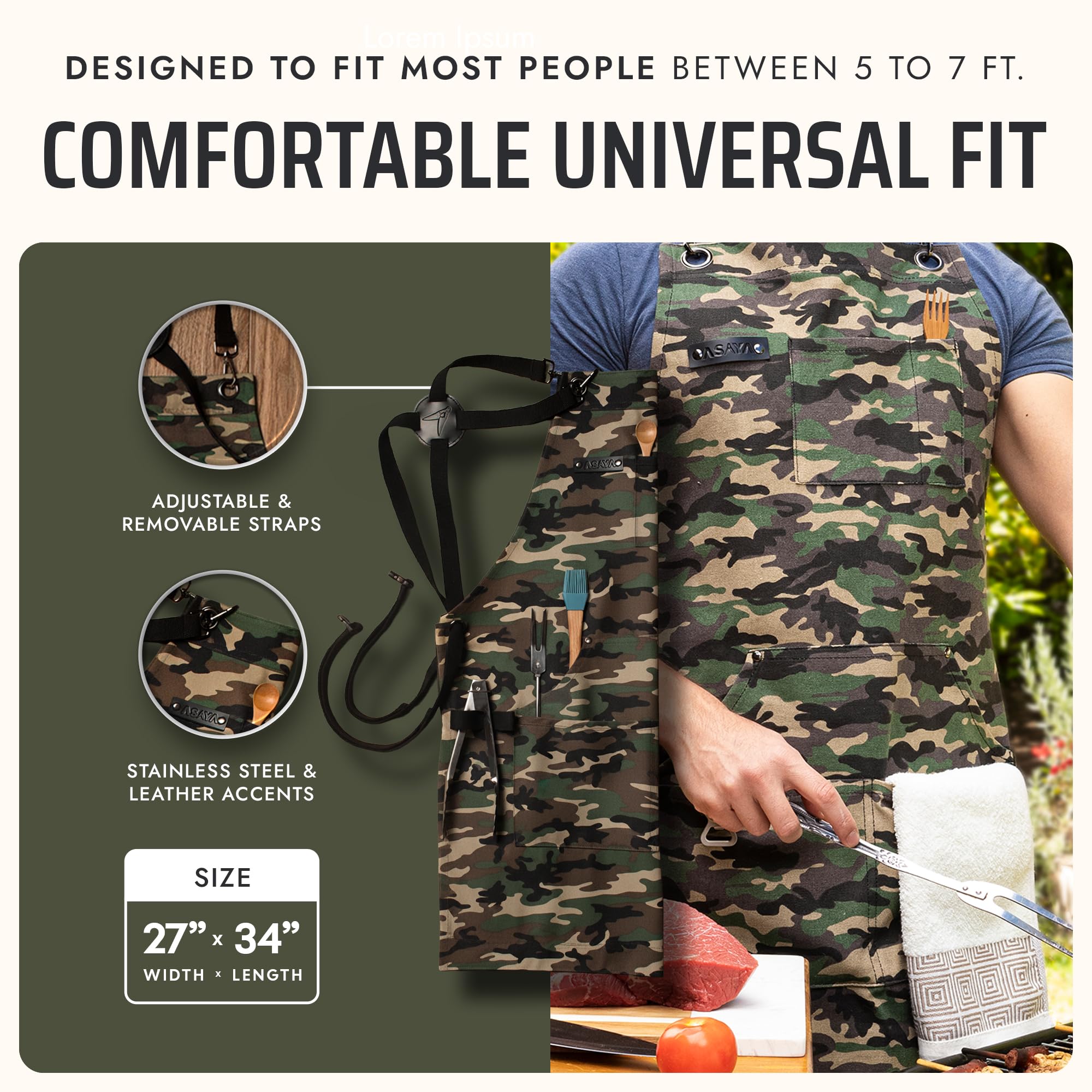 Asaya apron accessories with bottle opener and hand towel for fast, convenient tasks