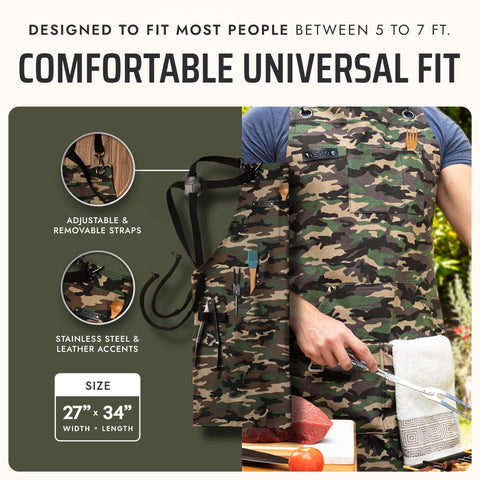 Asaya apron accessories with bottle opener and hand towel for fast, convenient tasks