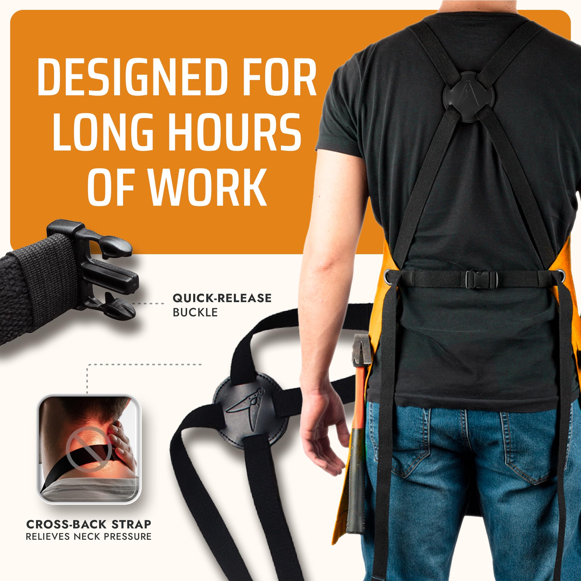Asaya apron worn while grilling demonstrating comfort and hands-free convenience