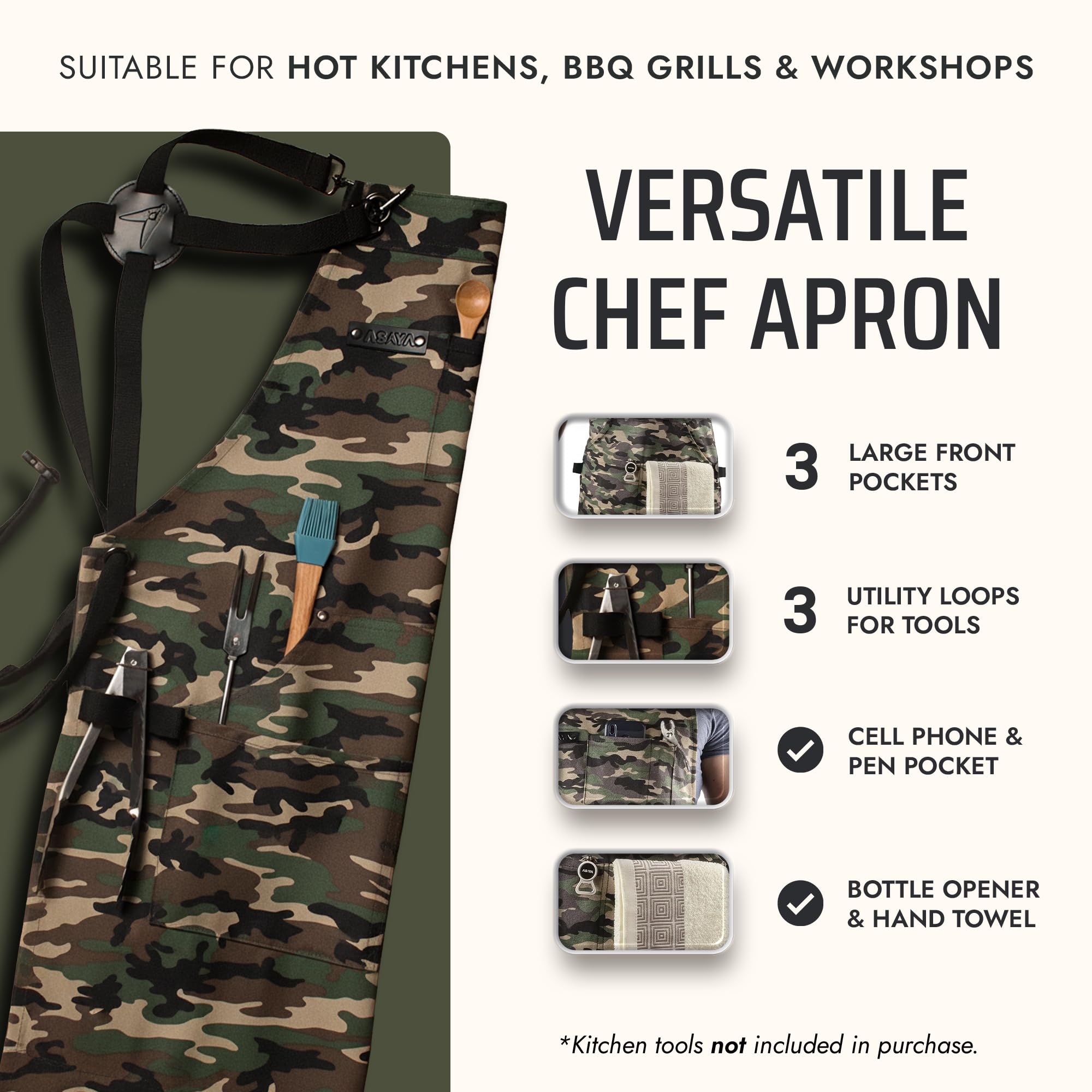 Asaya apron close-up of pockets showing secure storage and easy access benefit