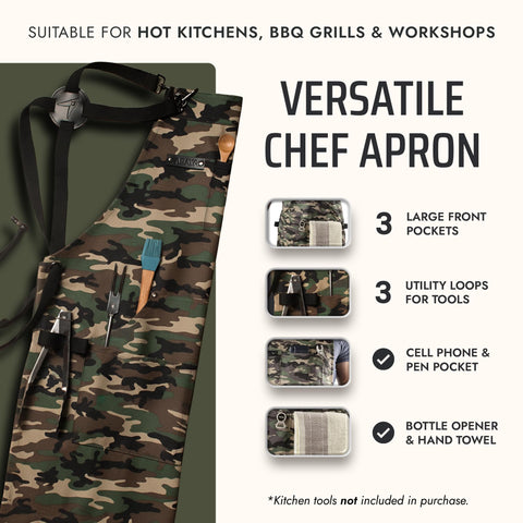 Asaya apron close-up of pockets showing secure storage and easy access benefit