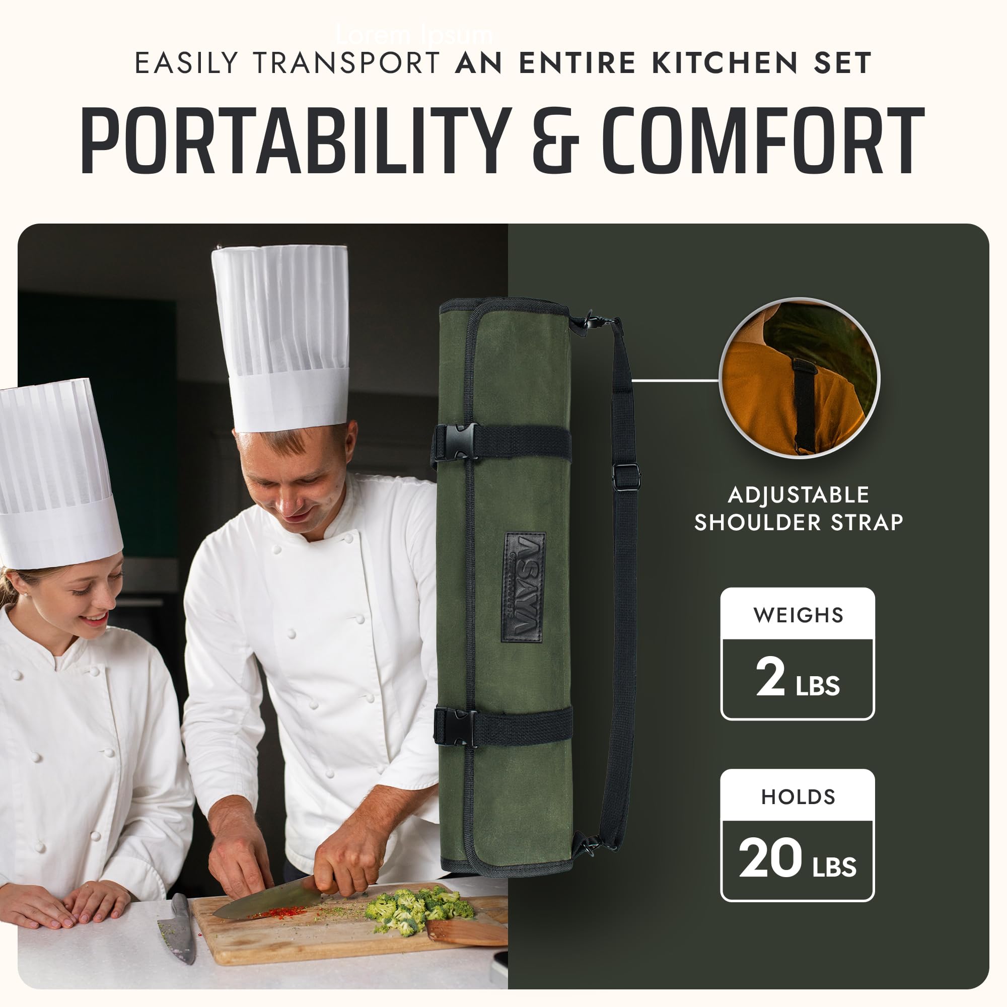 Asaya worn with shoulder strap in use showing comfortable hands-free carrying