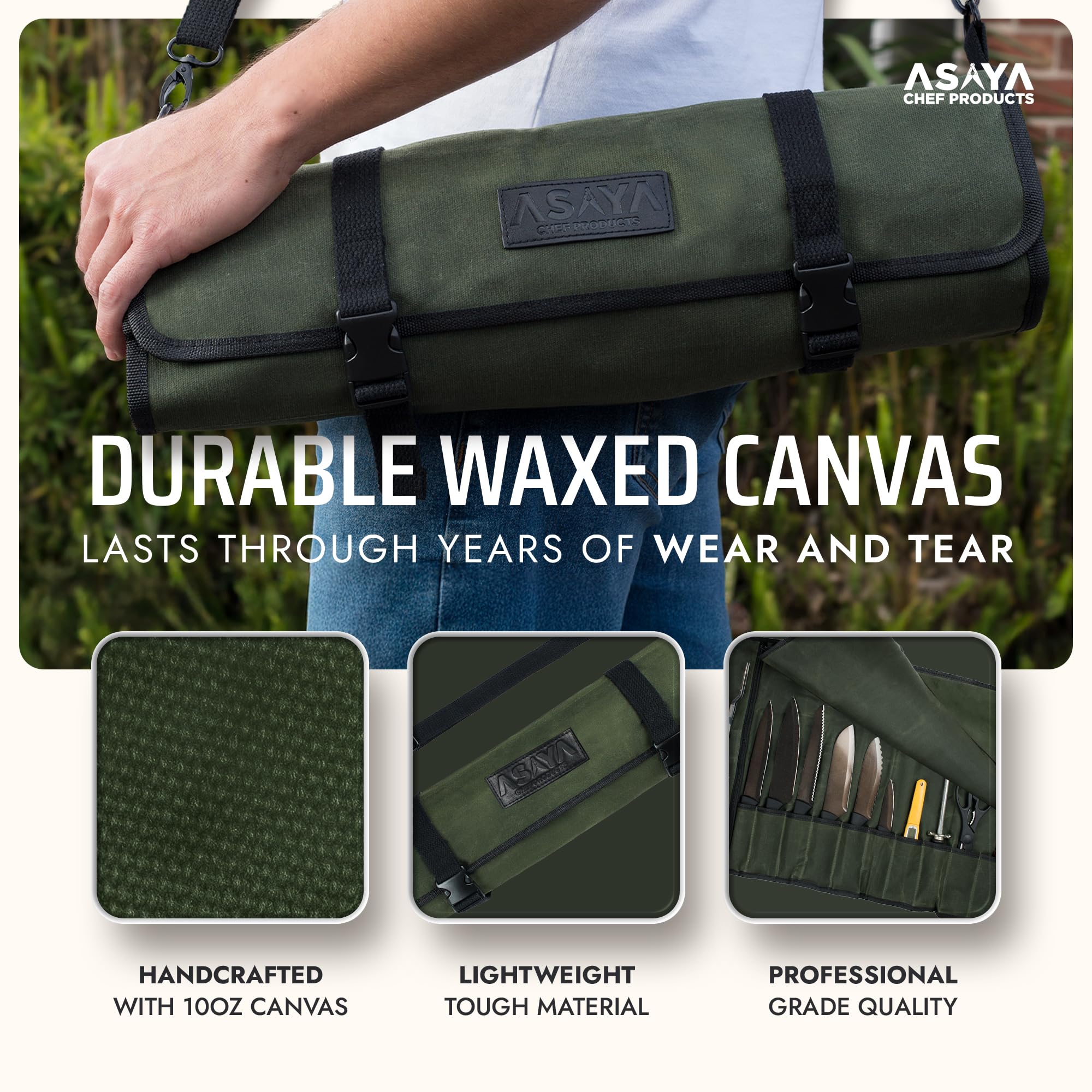 Asaya zippered pocket detail showing roomy accessory storage and protection