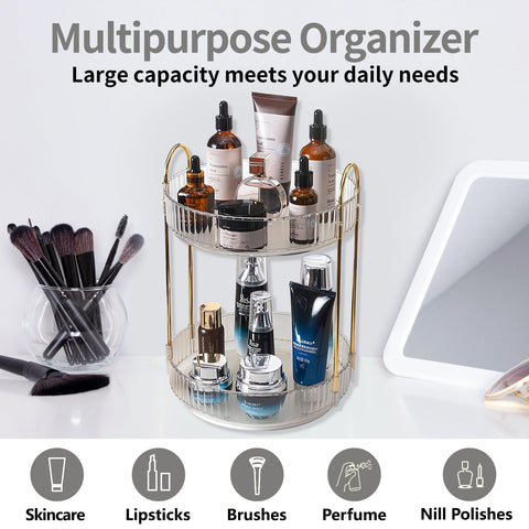 Asayuee on bathroom counter organizing skincare and cosmetics for tidy storage