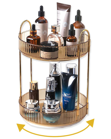Asayuee front view of two-tier gold organizer showing capacity and elegance