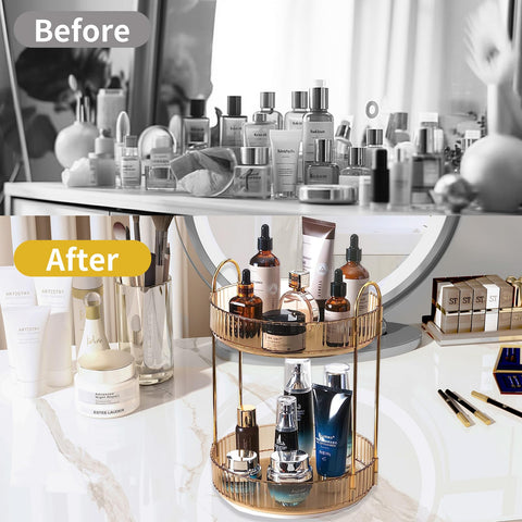 Asayuee in-use on vanity with cosmetics showing faster product access
