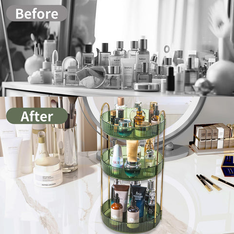 Asayuee tier layout with tall skincare bottles showing capacity flexibility