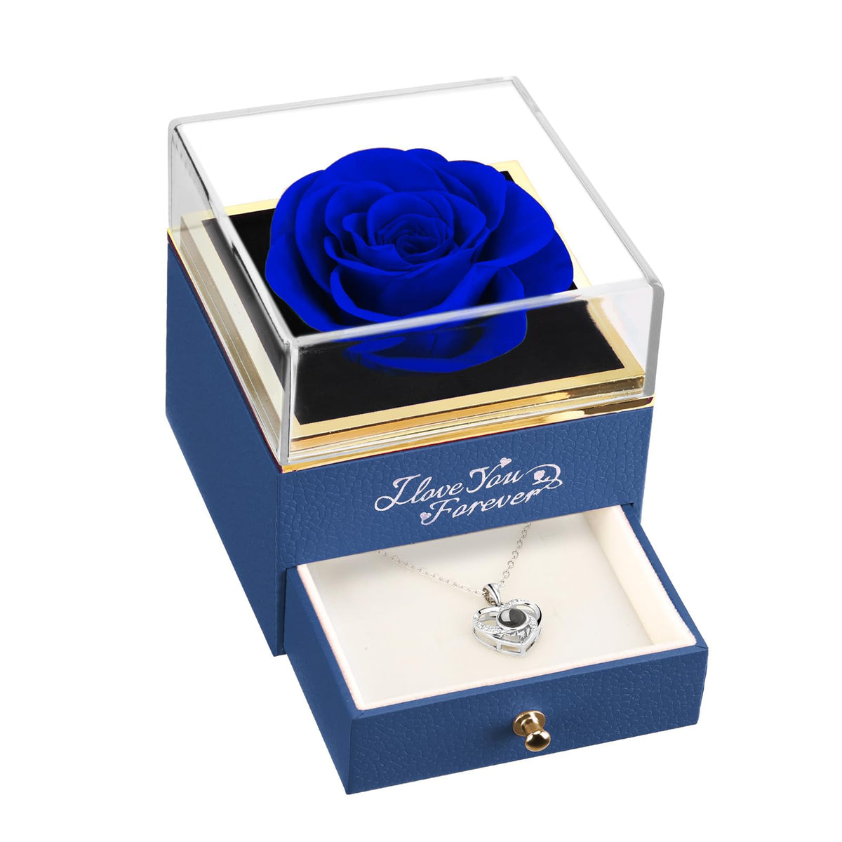 ASELFAD preserved blue rose front packaging showcasing elegant gift presentation