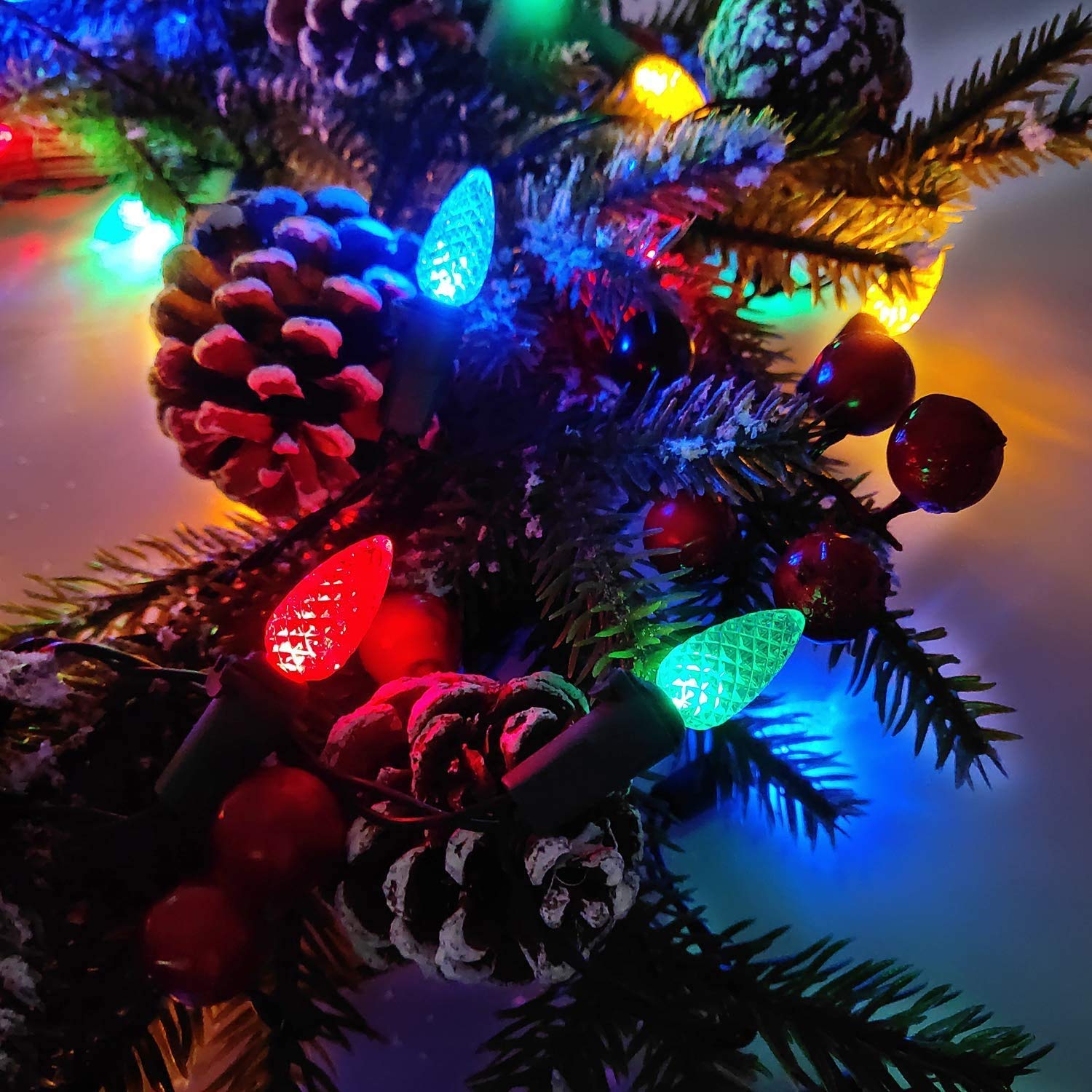 ASENEK warm white lights wrapped on a Christmas tree adding cozy ambiance
