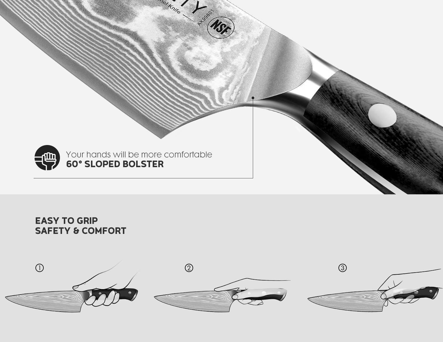 ASETY edge profile highlighting VG10 core and precise V-shaped angle