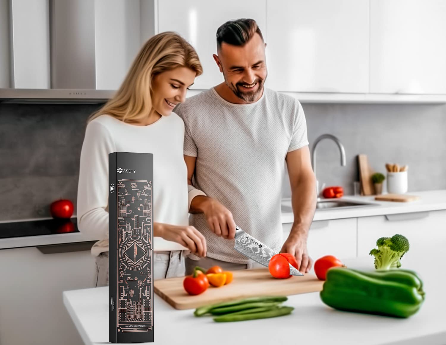 ASETY chef knife in kitchen use slicing vegetables for efficient prep
