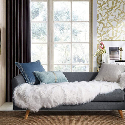 Ashler Home Deco front view of white 2x6 ft rug showing plush appearance and instant warmth