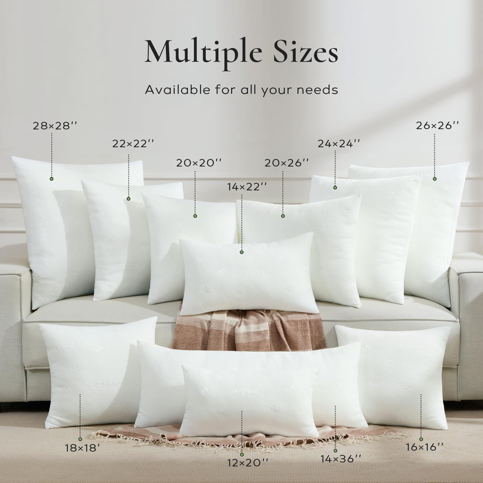 Ashler Home Deco care label and fabric closeup showing easy machine-wash maintenance