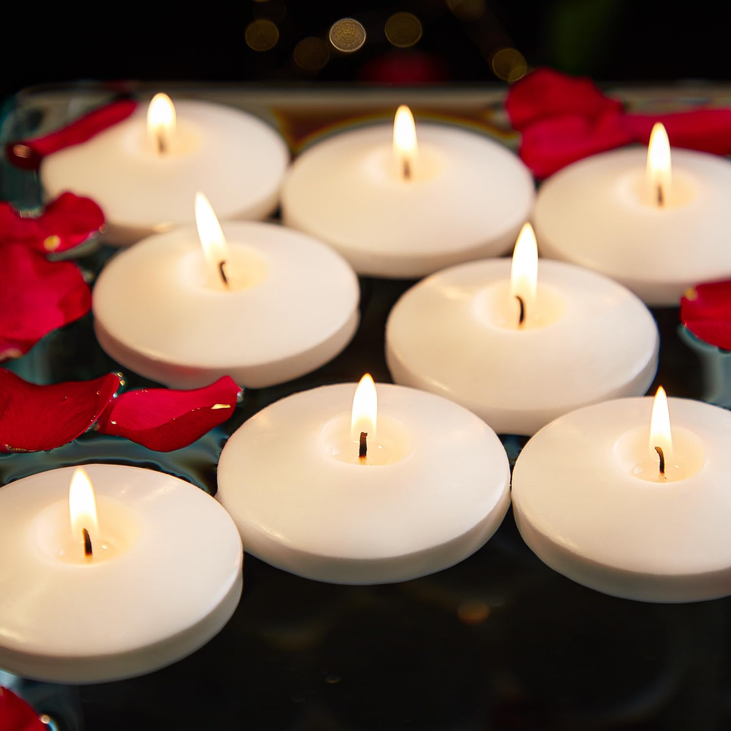 Ashlux front view of 24-pack showing clean white candles and packaging, clear set benefit