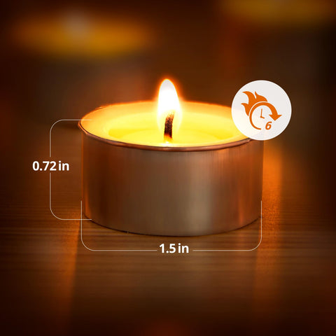 Ashlux single tea light top view showing flame area and easy placement benefit
