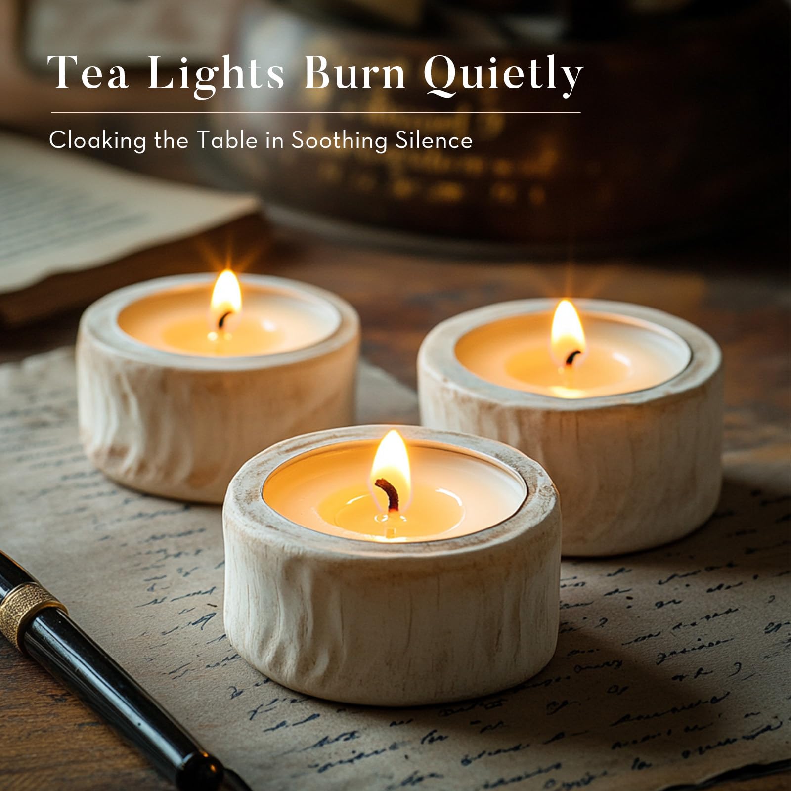 Ashlux tea lights in glass holder creating warm ambiance for décor