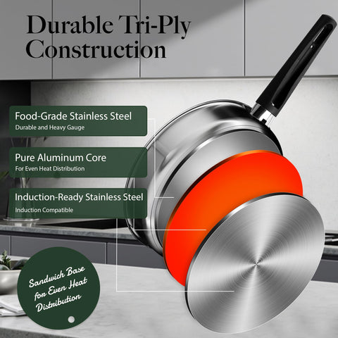ASKSCICI 8-inch skillet top-down showing cooking surface and clear searing area