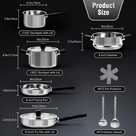 ASKSCICI 9.5-inch frying pan with lid demonstrating shallow sauté capacity and lid fit