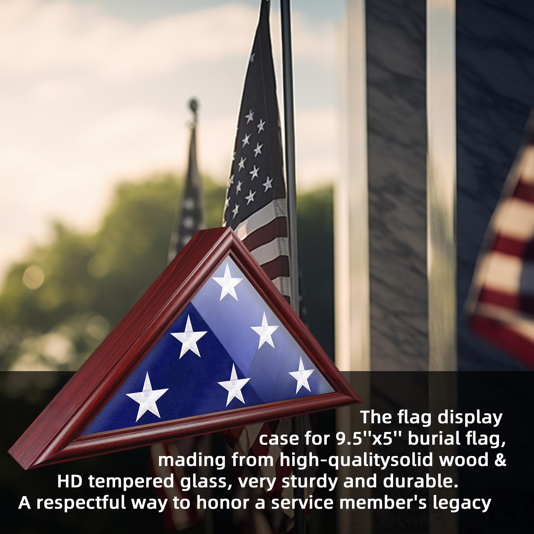 ASmileIndeep flag case on mantel creates respectful memorial display benefit