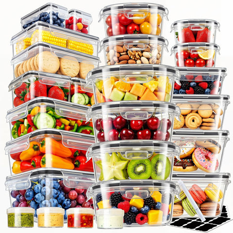 Asnews front packaging showing full 50-piece set and included labels for organized storage