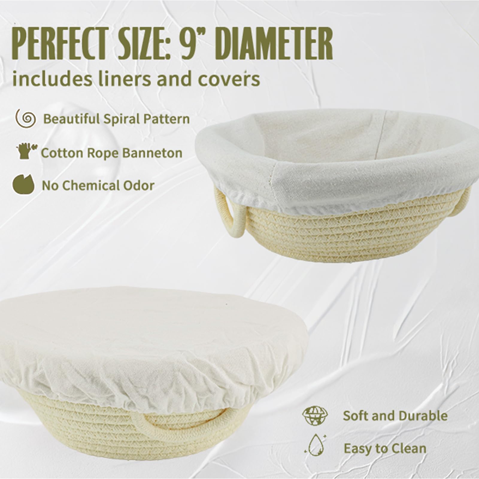 ASOBEAGE cotton banneton top view showing breathable texture for crust