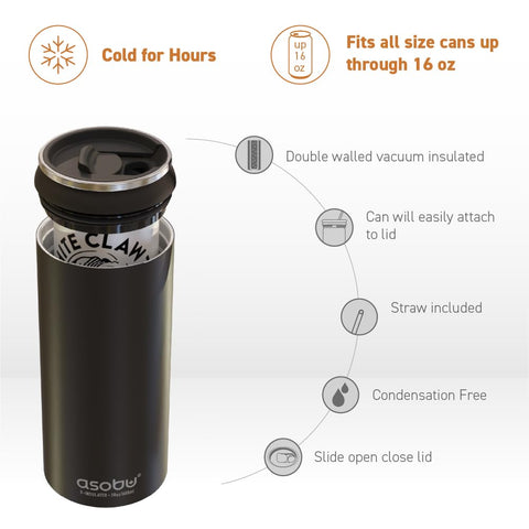 asobu glitter black side profile illustrating slim compact shape and fit