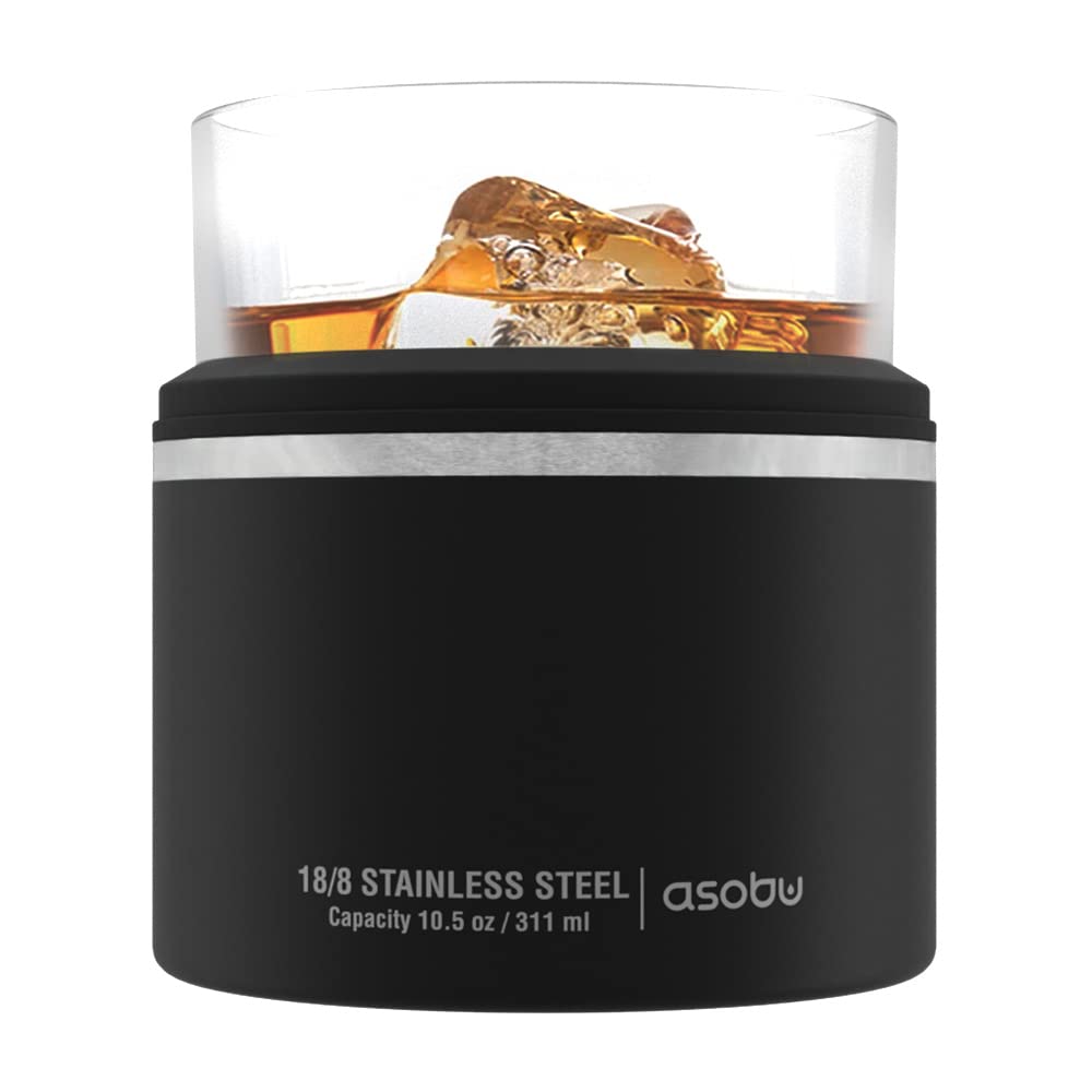 asobu whiskey sleeve glass in outdoor setting keeping drink chilled longer