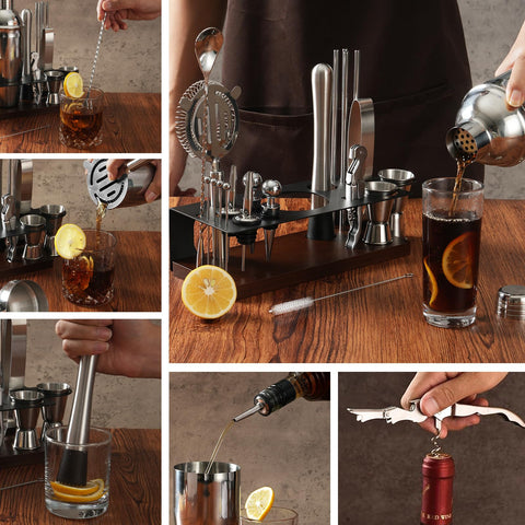 ASOVNIS bartender pouring cocktail to show practical home use