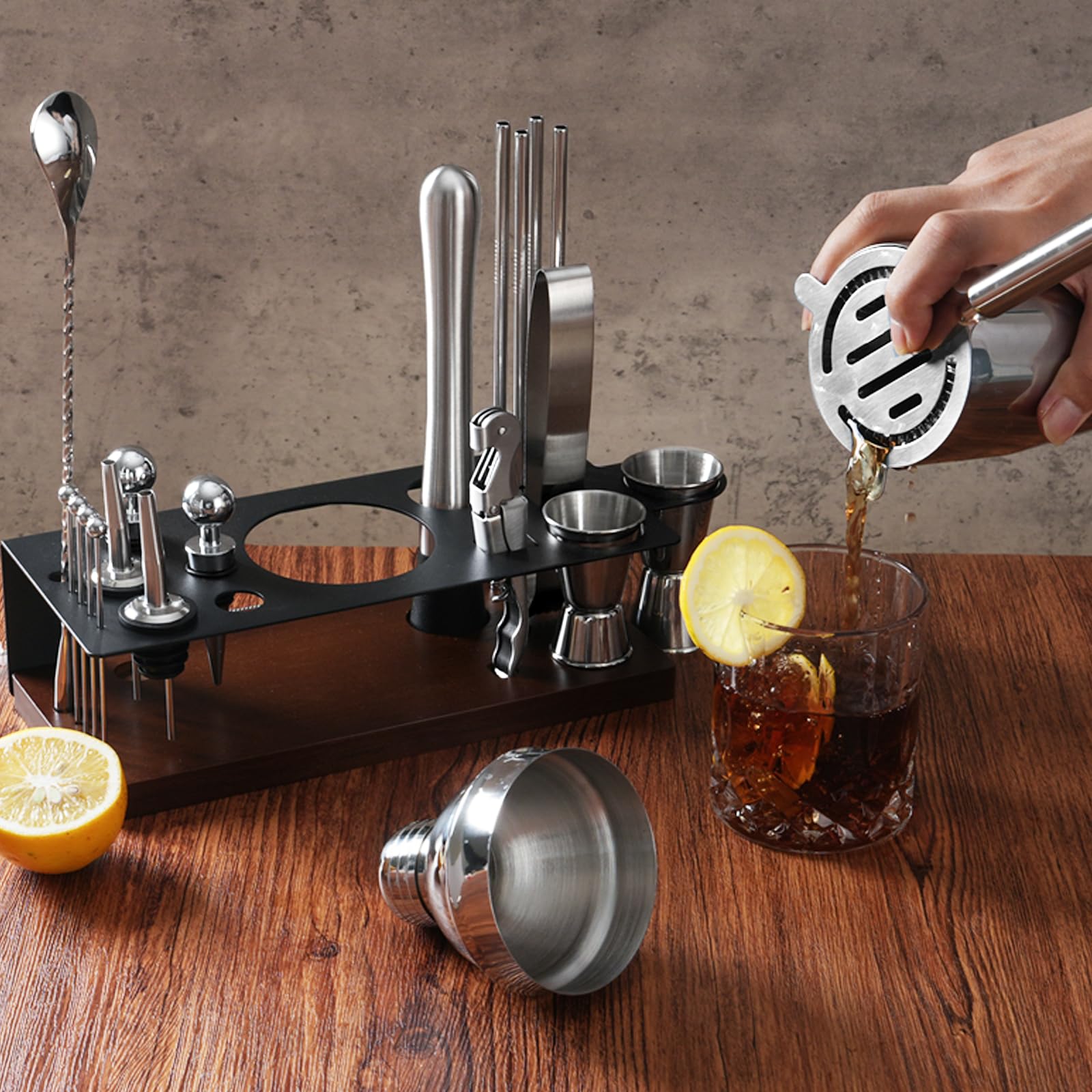 ASOVNIS jigger and strainer detail for accurate pours and clean pours