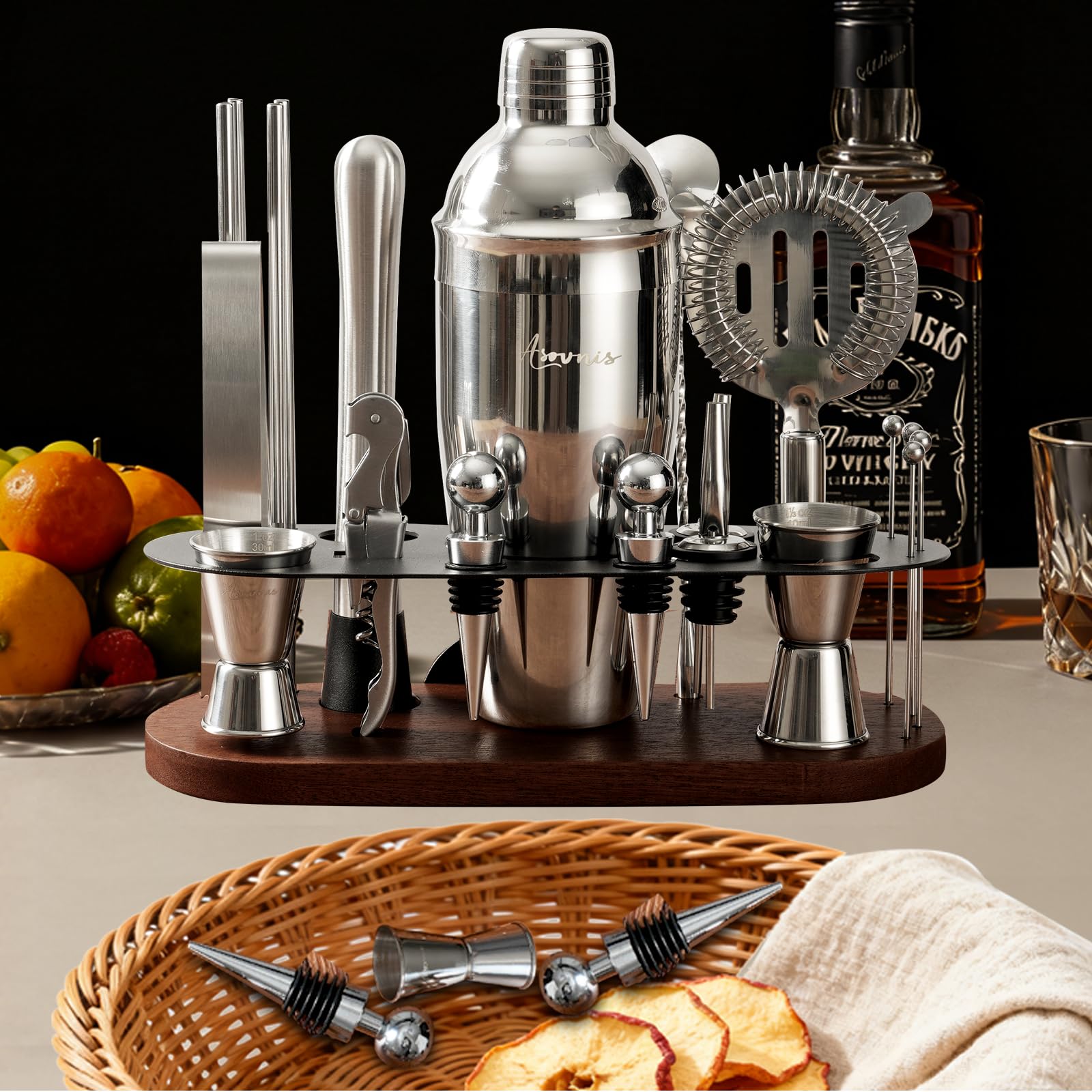 ASOVNIS lifestyle bar cart serving cocktails showing professional presentation at home