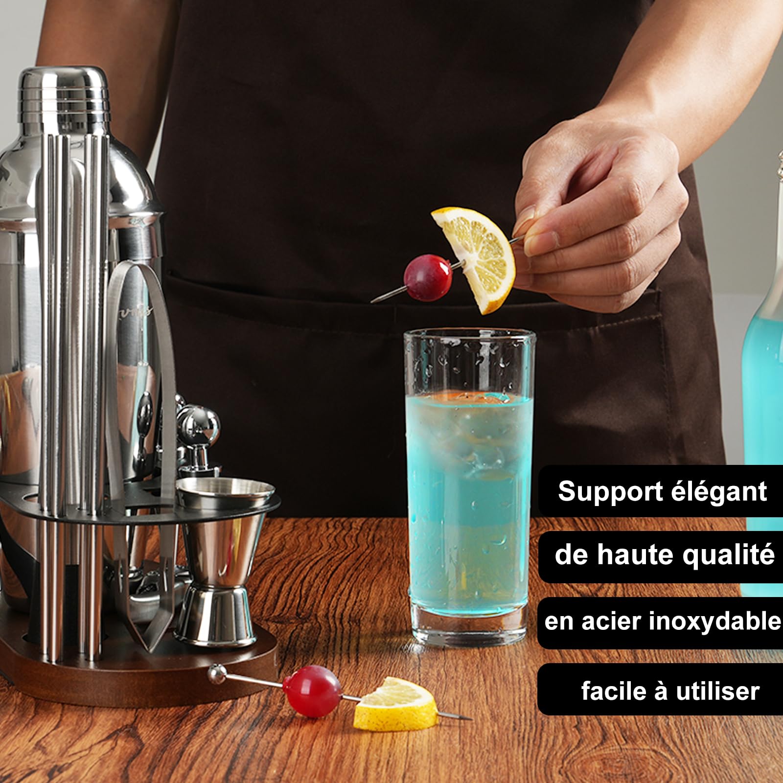 ASOVNIS muddler and ice tongs scale comparison showing ergonomic grip for better control