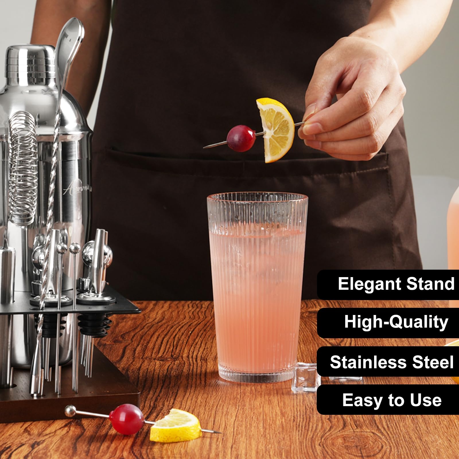 ASOVNIS muddler and bar spoon close-up for precise muddling and mixing