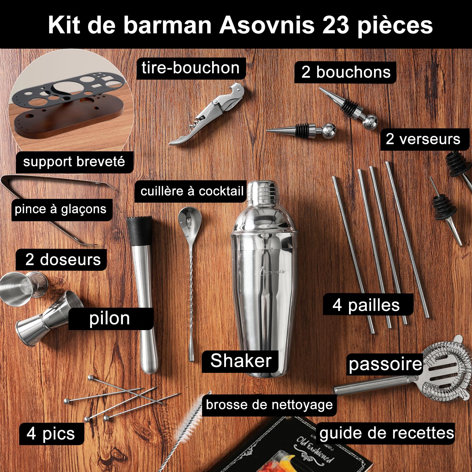 ASOVNIS stand with tools arranged on counter showing organized access for faster service
