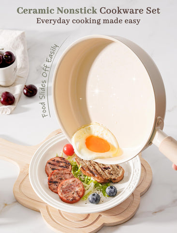 Astercook 8-inch frying pan top view with nonstick surface for easy eggs