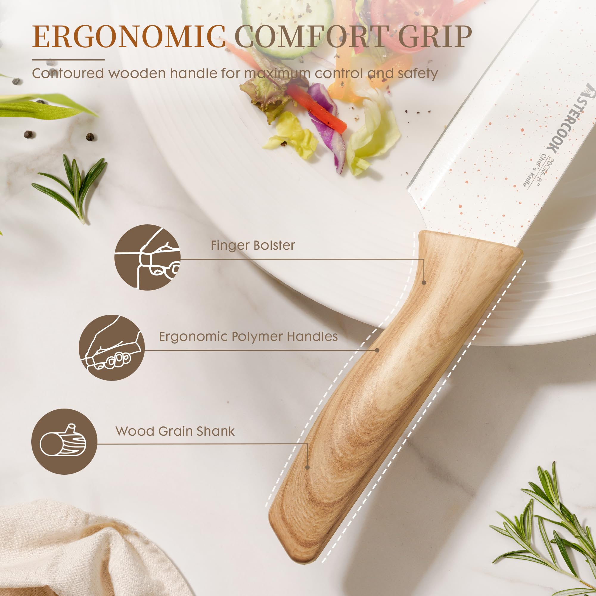 Astercook arranged blade guards demonstrating safe storage