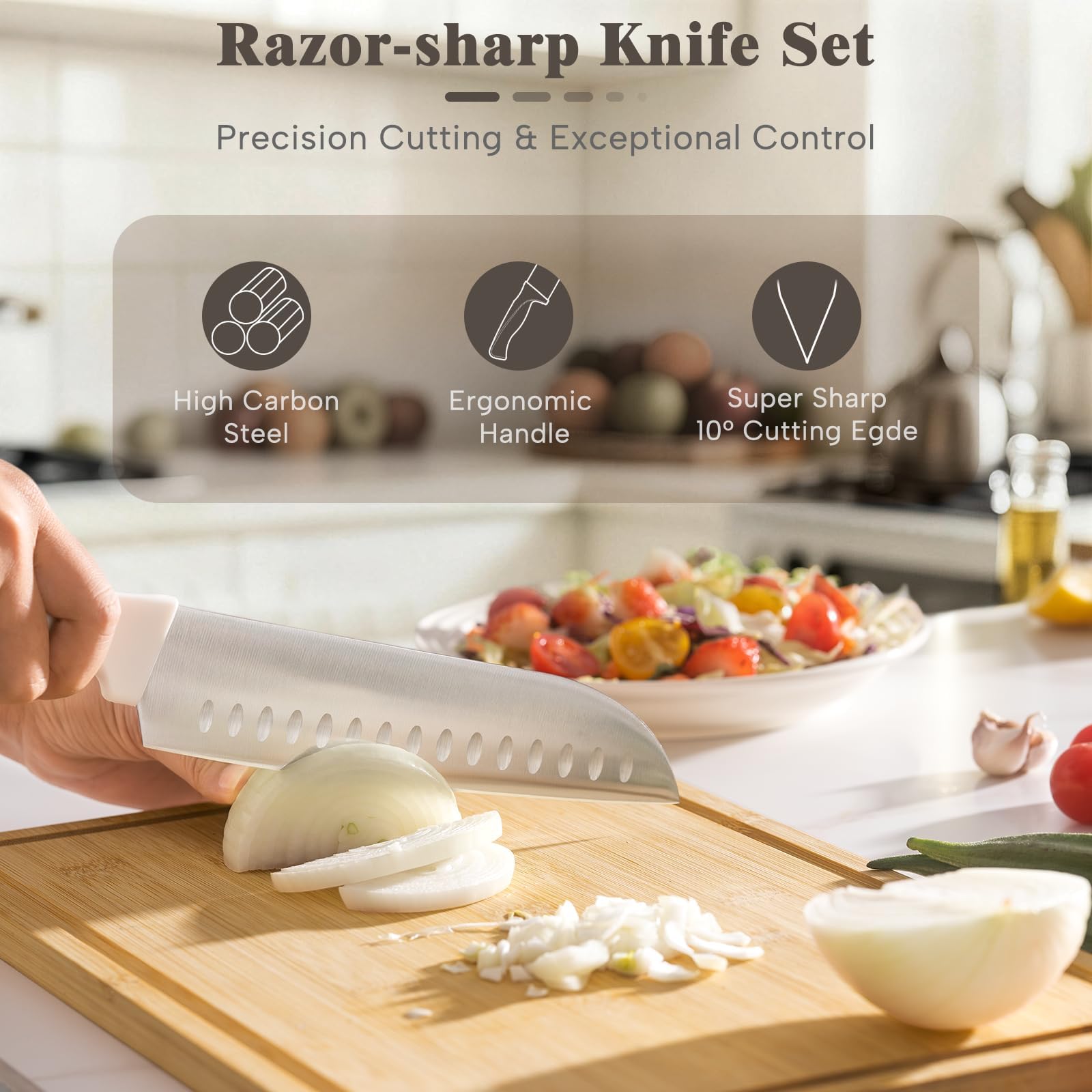 Astercook wooden block with built-in sharpener showing easy edge maintenance benefit