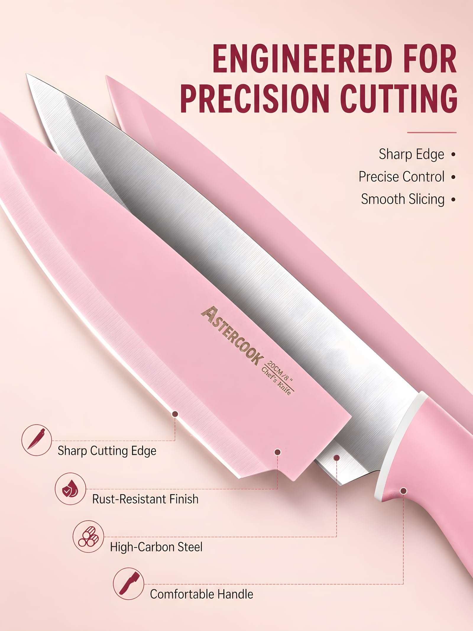 Astercook clear knife block open design keeping blades dry and visible