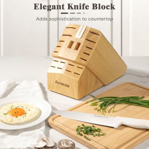 Astercook cream white ergonomic handle close-up offering secure non-slip grip benefit