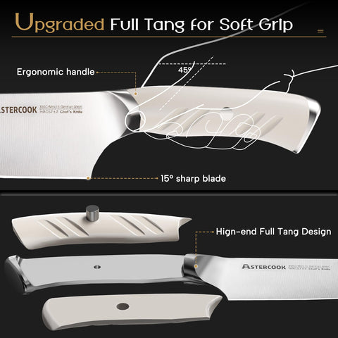 Astercook ergonomic handle detail highlighting anti-slip grip for safer handling